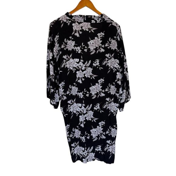 Spiritual‎ Gangster Kimono Women Large Black Maya Floral Tie Front Boho Fairy - Picture 6 of 8